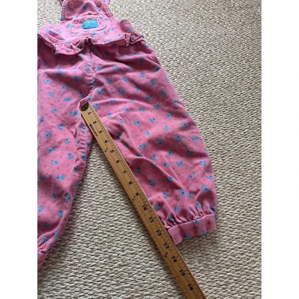 Vintage OshKosh Bgosh Pink Corduroy Floral Ruffle Overalls Girls 4T Cottagecore